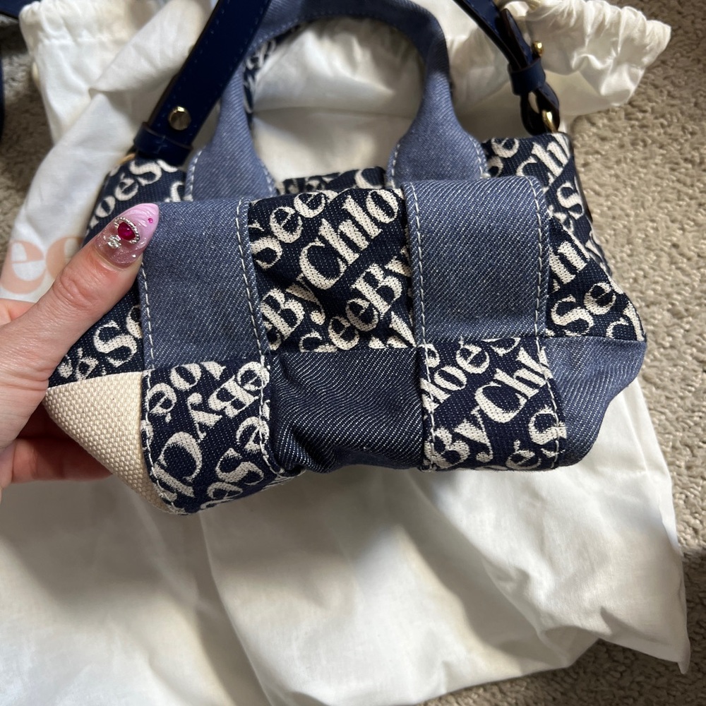 See By Chloe Denim Blue Mini Laetizia Tote Bag - Picture 8 of 13